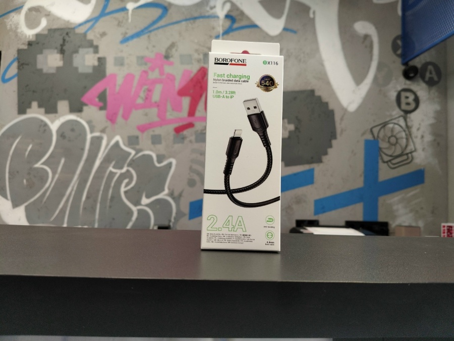 Кабель Lightning BOROFONE BX116 2.4A, нейлоновый, 1м