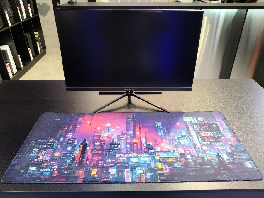 Коврик для мыши "неоновый город" 90х40 3мм