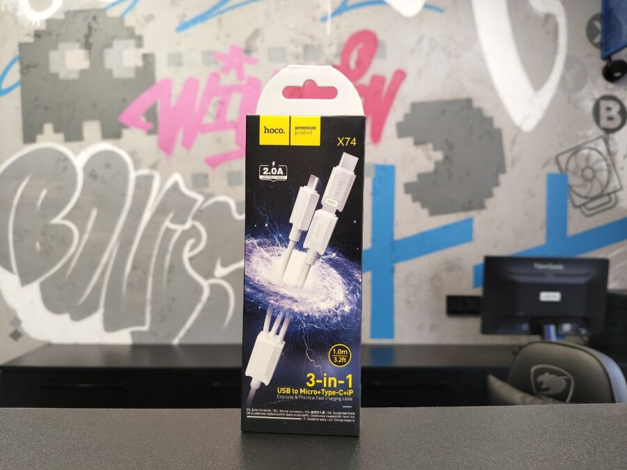 Кабель 3в1 Lightning/micro/TYPE C HOCO X74 2А 1М круглый