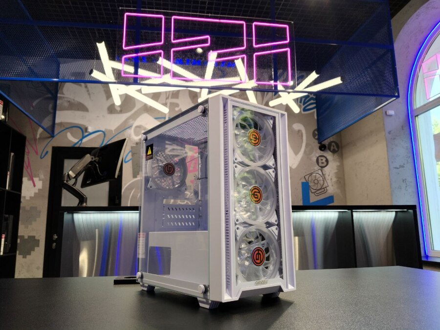 Корпус для пк Ginzzu CL620, белый + 4 FRGB вентилятора