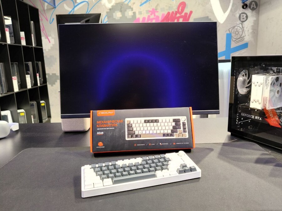 Игровая механическая клавиатура (мини) AG68, Black, RGB