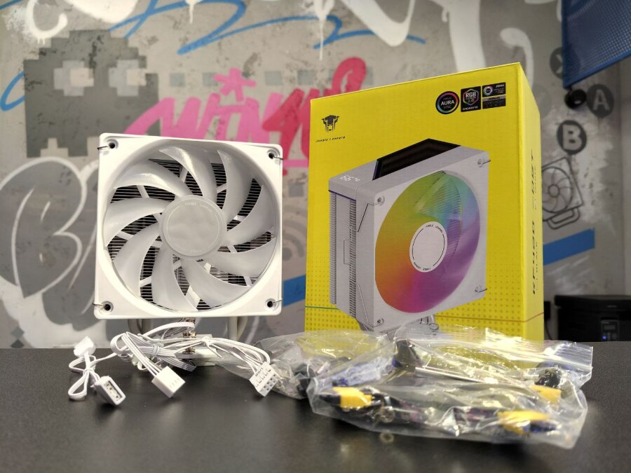 Башенный кулер JUNGLE LEOPARD RGB с дисплеем, белый