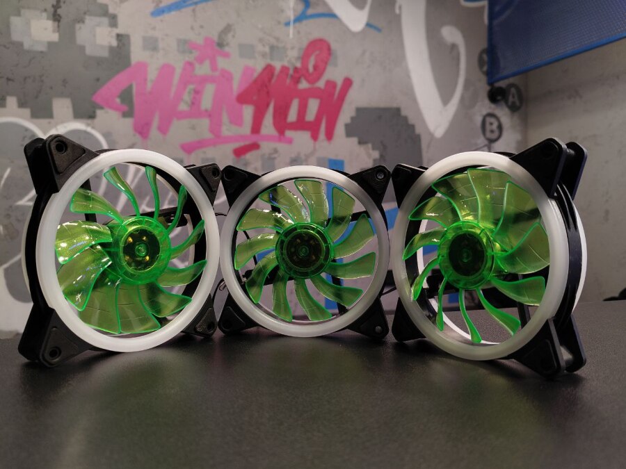 Новые кулера 120мм с зеленой подсветкой